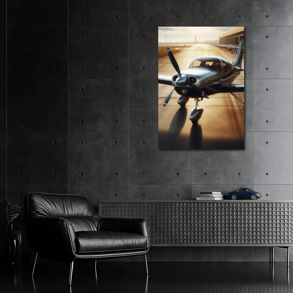 Sleek Private Propeller Plane On Sunny Tarmac – Wall Art
