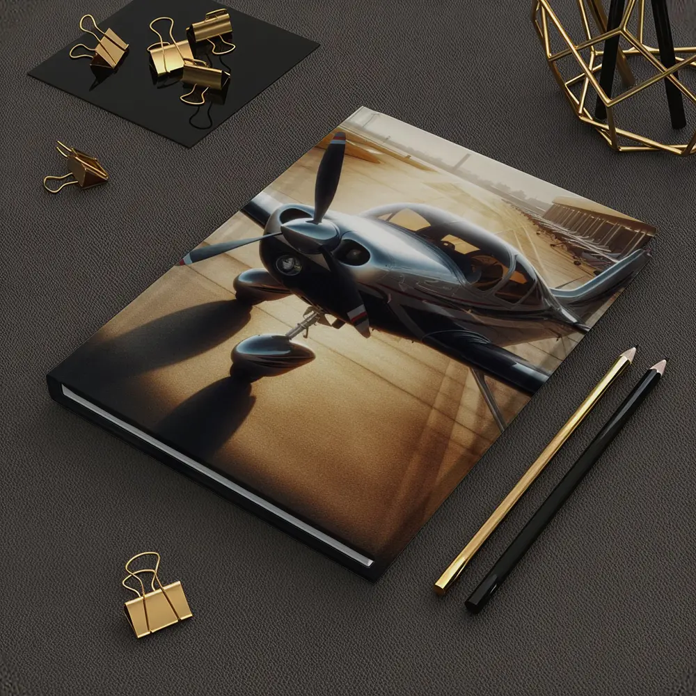 Sleek Private Propeller Plane On Sunny Tarmac – Notebooks