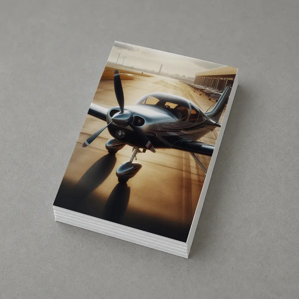 Sleek Private Propeller Plane On Sunny Tarmac – Postcards