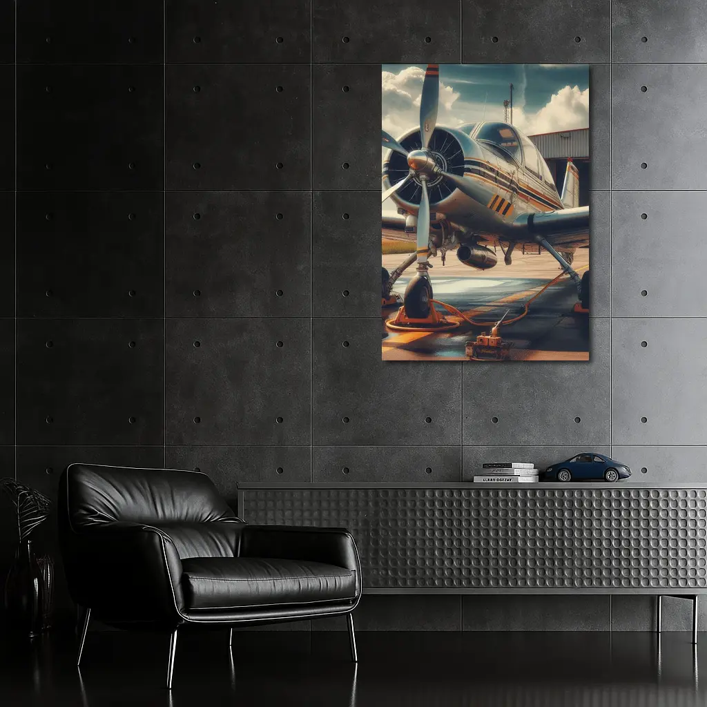 Vintage Propeller Plane Parked At Airfield – Wall Art