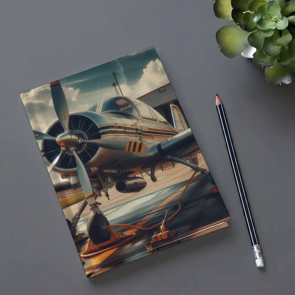 Vintage Propeller Plane Parked At Airfield – Notebooks