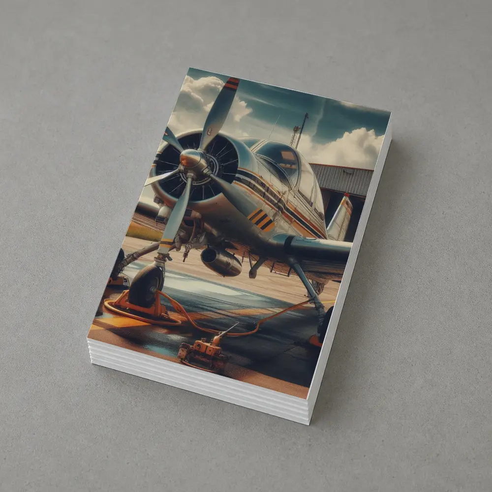 Vintage Propeller Plane Parked At Airfield – Postcards