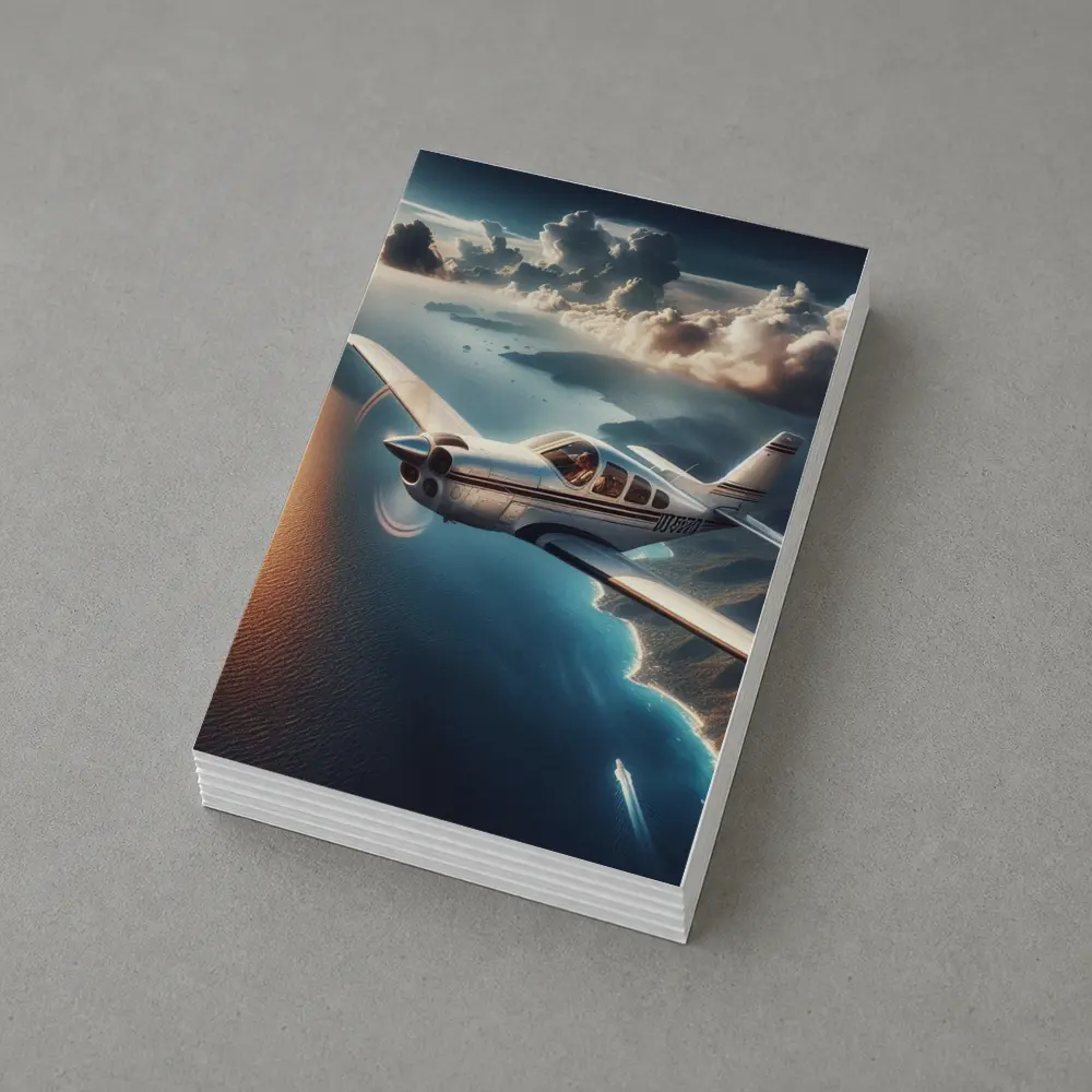 Small Propeller Plane Flying Over Coastal Islands – Postcards