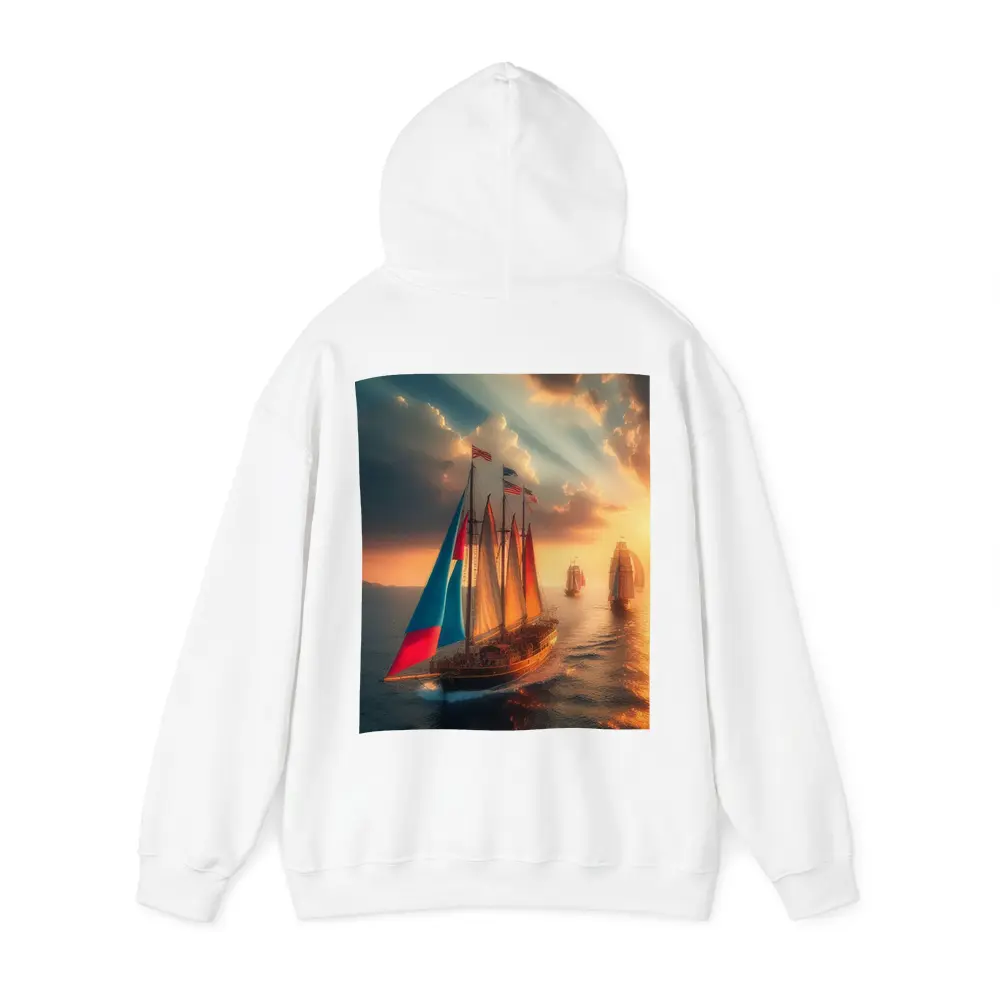 Sailing Ships At Golden Sunset Ocean – Hoodies