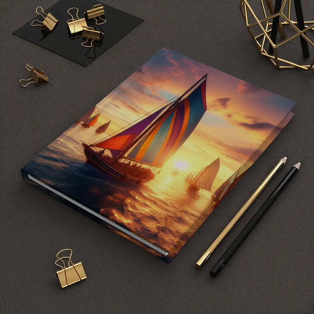 Colorful Sailboats Racing at Golden Sunset – Notebooks