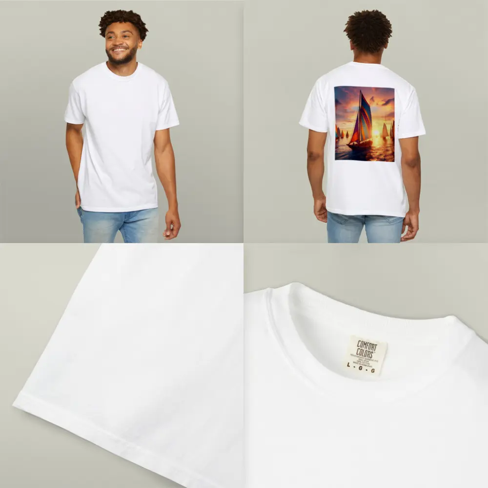 Colorful Sailboats Racing at Golden Sunset – T-Shirts