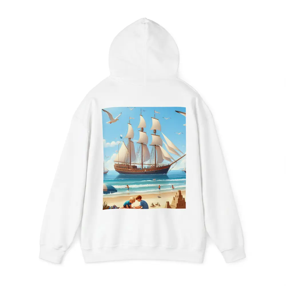 Kids Playing Beach Tall Ship Summer – Hoodies