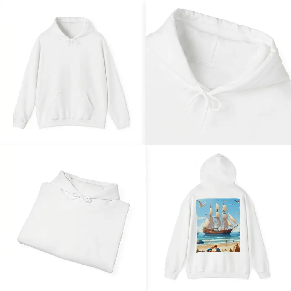 Kids Playing Beach Tall Ship Summer – Hoodies