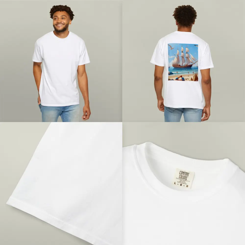 Kids Playing Beach Tall Ship Summer – T-Shirts