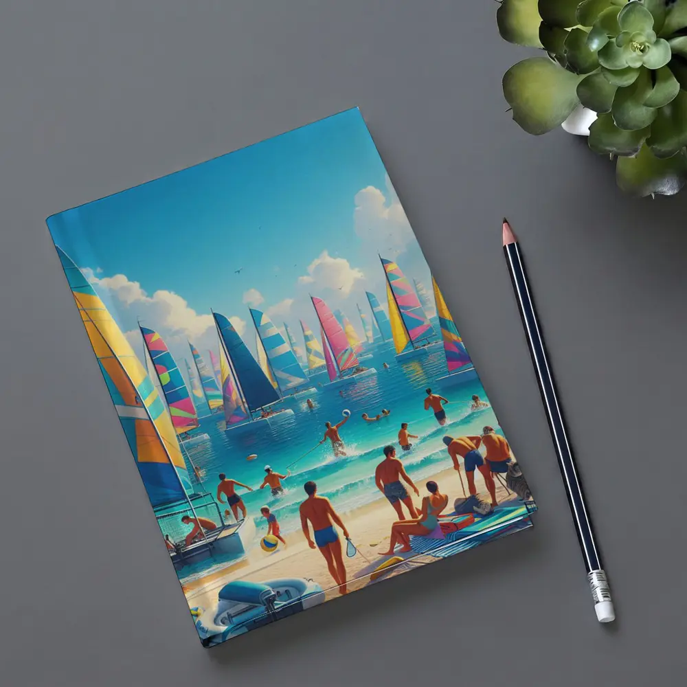Colorful Sailboats Beach Summer Vacation Scene – Notebooks