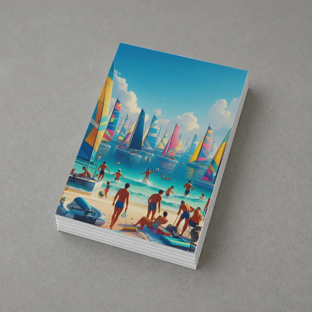 Colorful Sailboats Beach Summer Vacation Scene – Postcards