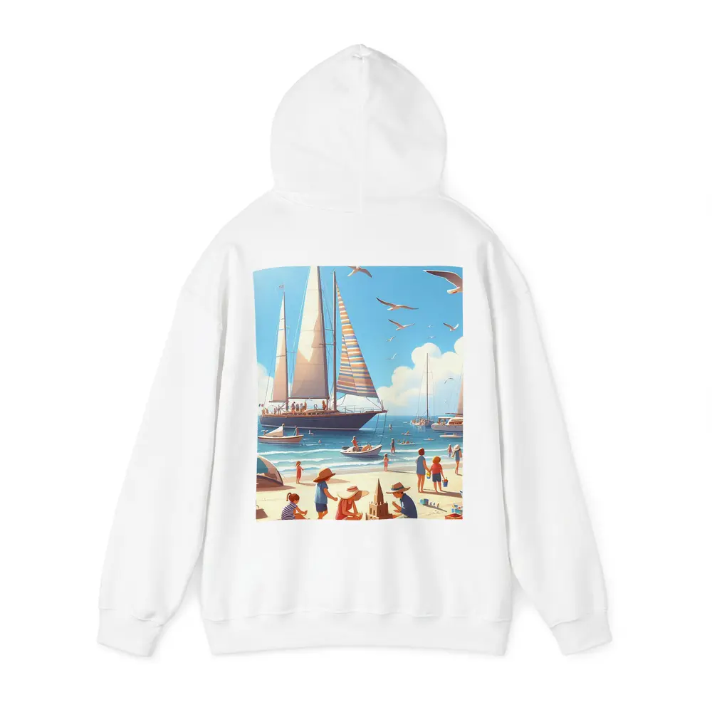 Summer Beach Day Sailboats Illustration Art – Hoodies