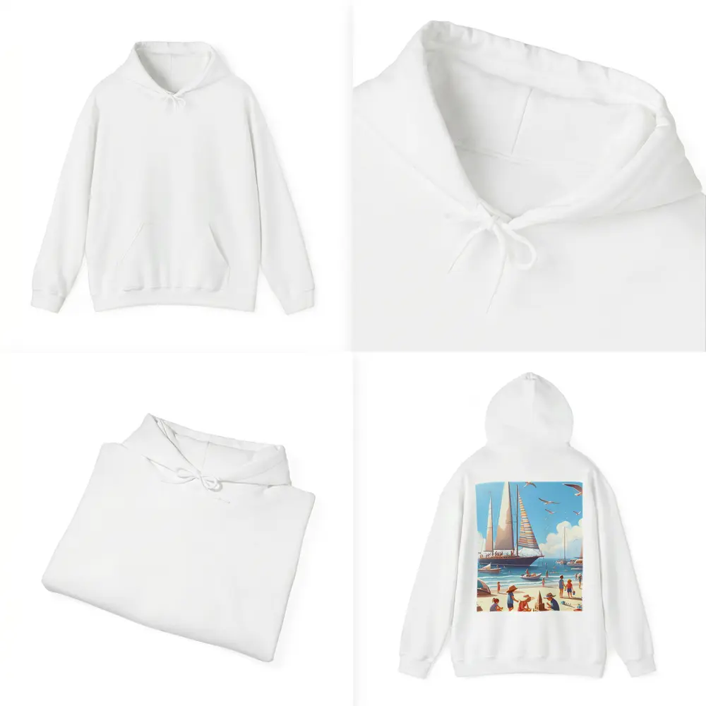 Summer Beach Day Sailboats Illustration Art – Hoodies