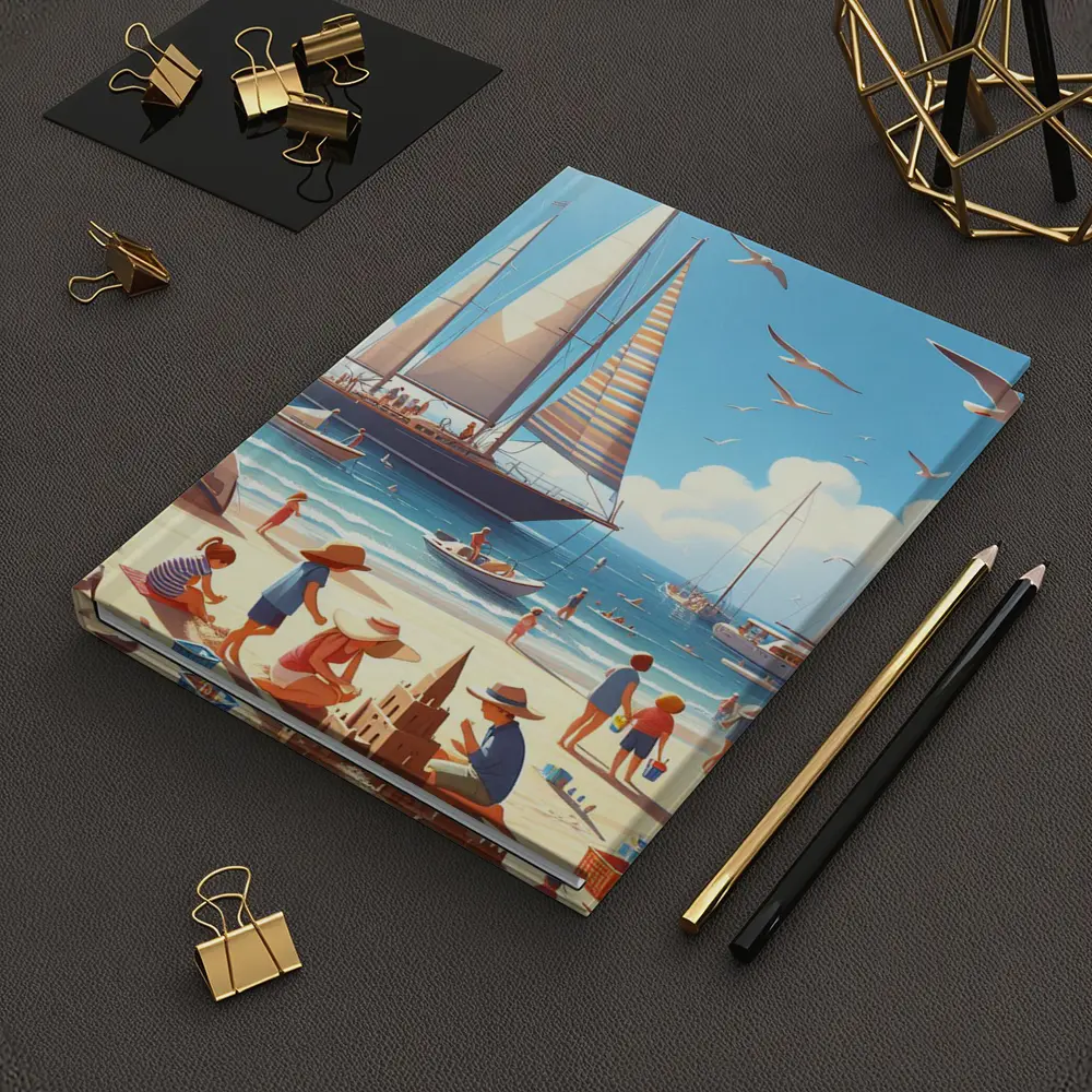 Summer Beach Day Sailboats Illustration Art – Notebooks