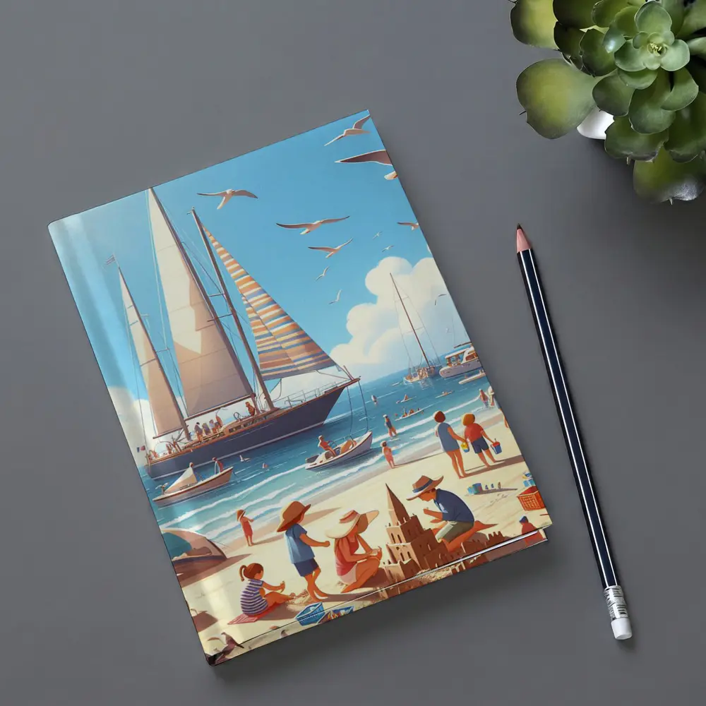 Summer Beach Day Sailboats Illustration Art – Notebooks