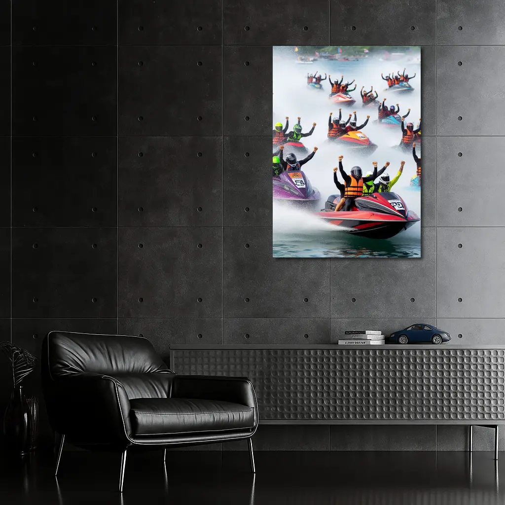 Jet Ski Racing Riders Water Spray Action – Wall Art