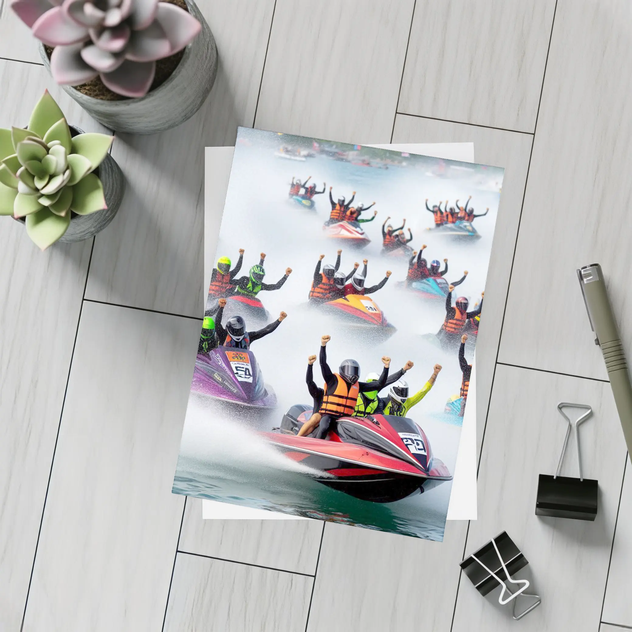 Jet Ski Racing Riders Water Spray Action – Postcards