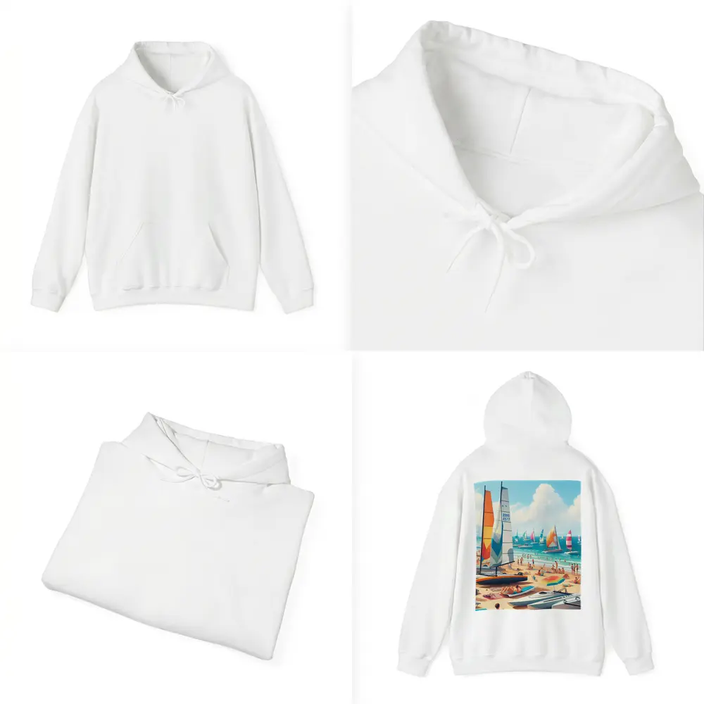 Sunny Beach Sailboats Colorful Summer Ocean Scene – Hoodies