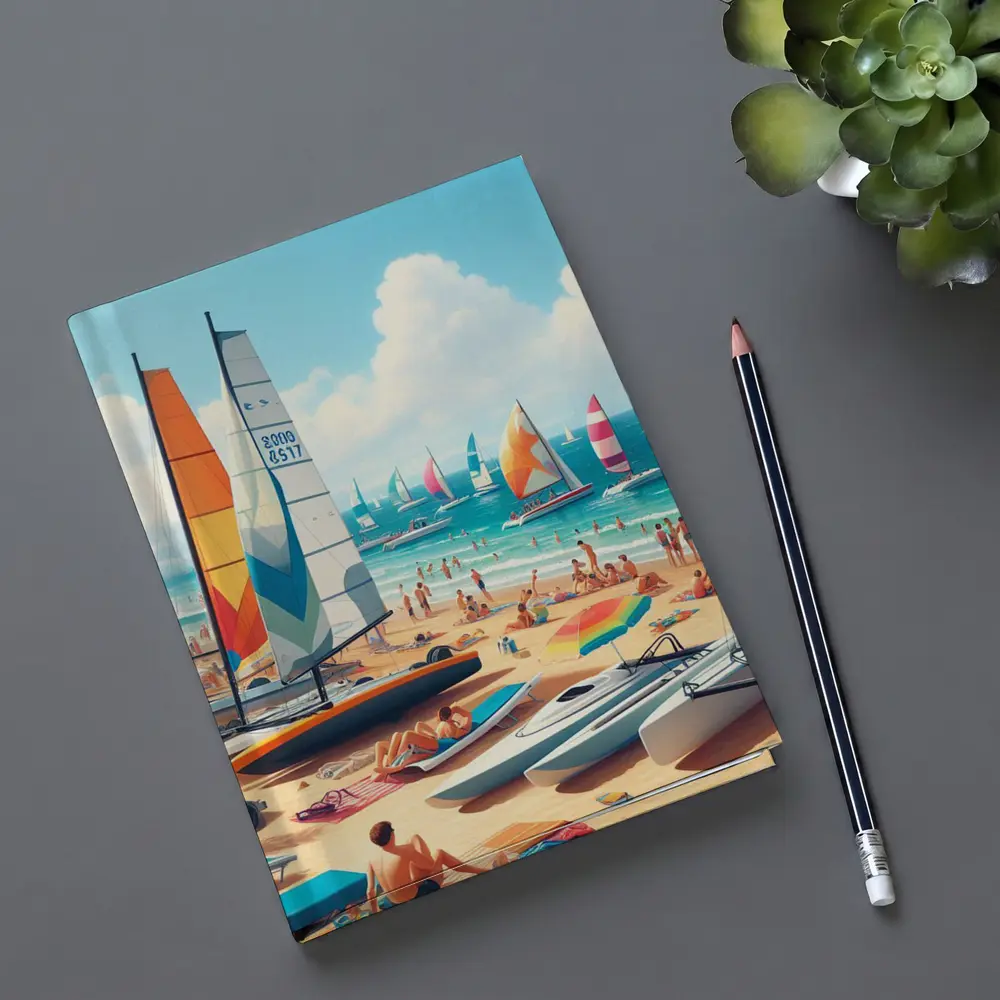 Sunny Beach Sailboats Colorful Summer Ocean Scene – Notebooks
