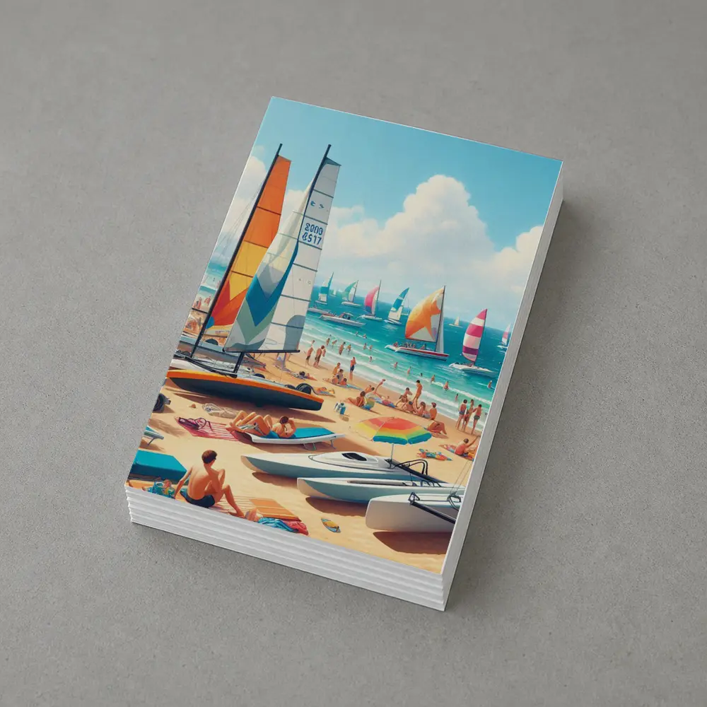 Sunny Beach Sailboats Colorful Summer Ocean Scene – Postcards