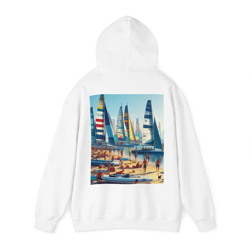 Colorful Sailboats Busy Summer Beach Scene – Hoodies