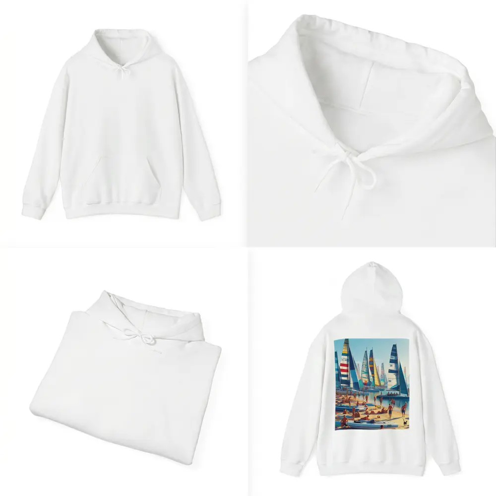 Colorful Sailboats Busy Summer Beach Scene – Hoodies