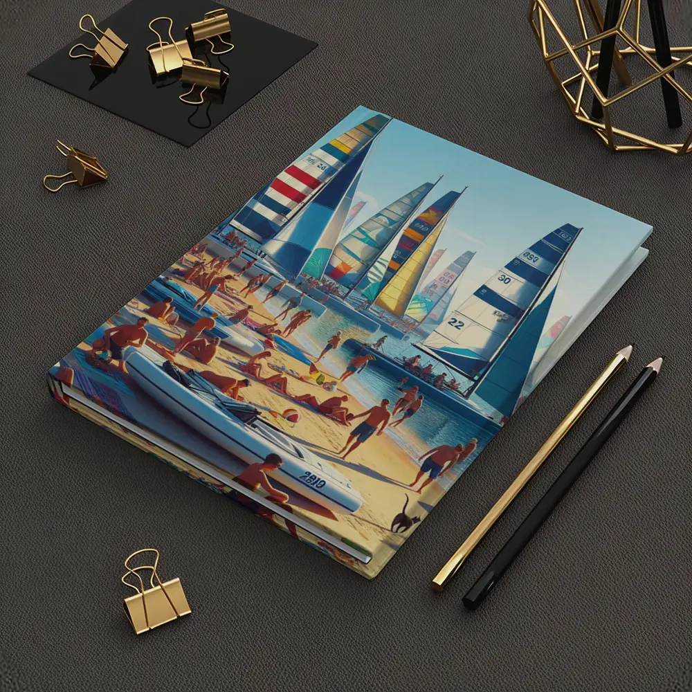 Colorful Sailboats Busy Summer Beach Scene – Notebooks