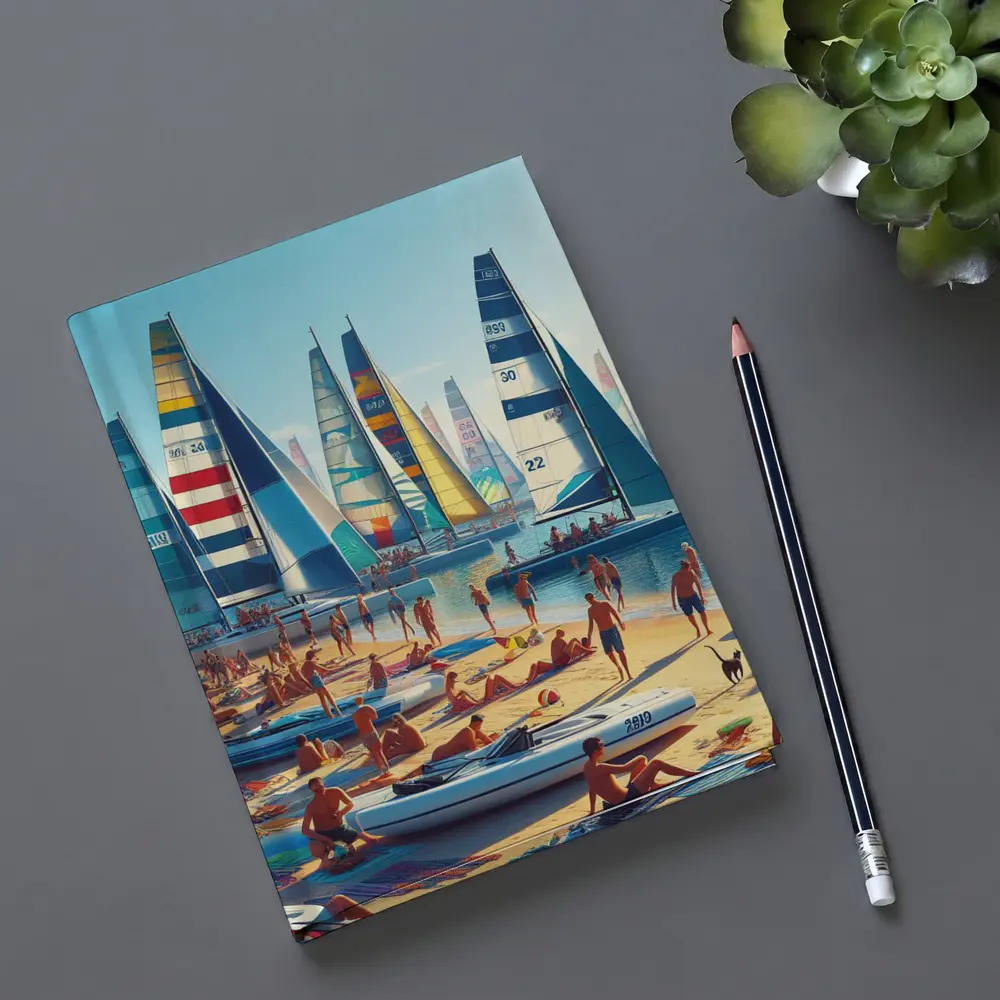 Colorful Sailboats Busy Summer Beach Scene – Notebooks