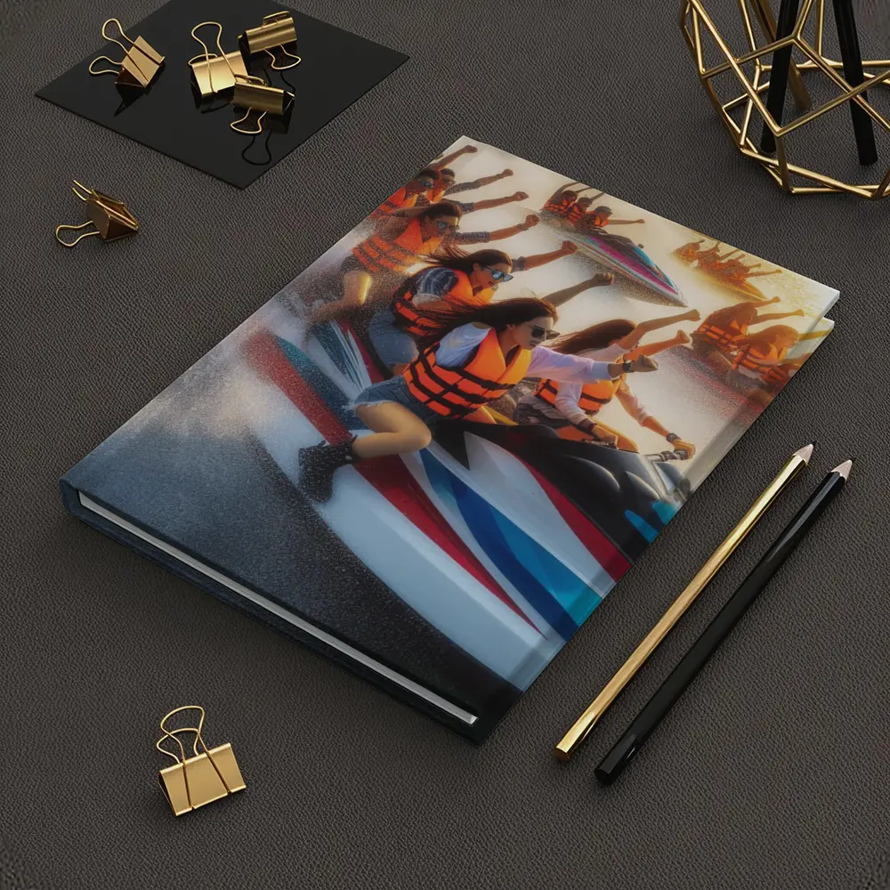 Women Riding Jet Skis Ocean Sunset Scene – Notebooks
