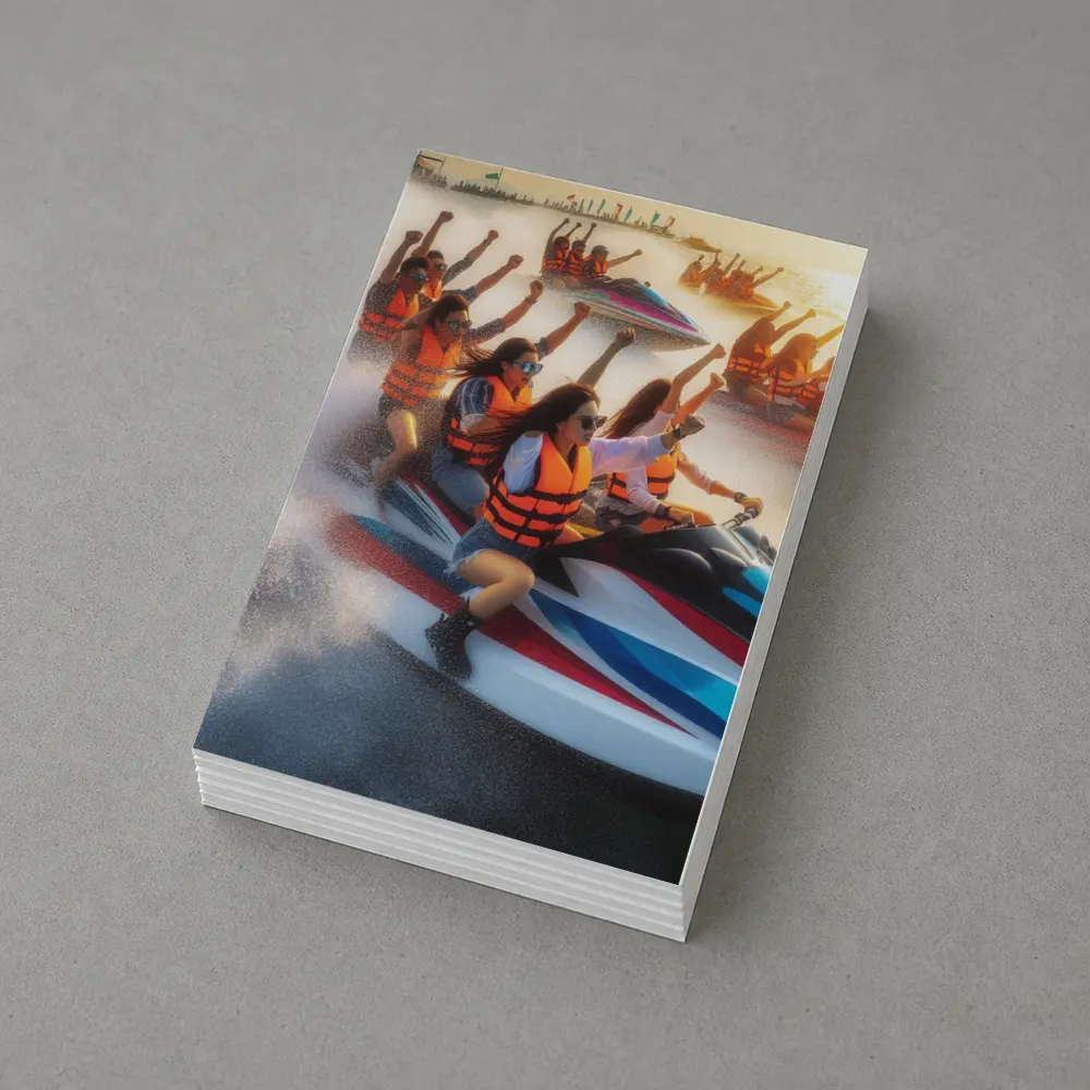 Women Riding Jet Skis Ocean Sunset Scene – Postcards