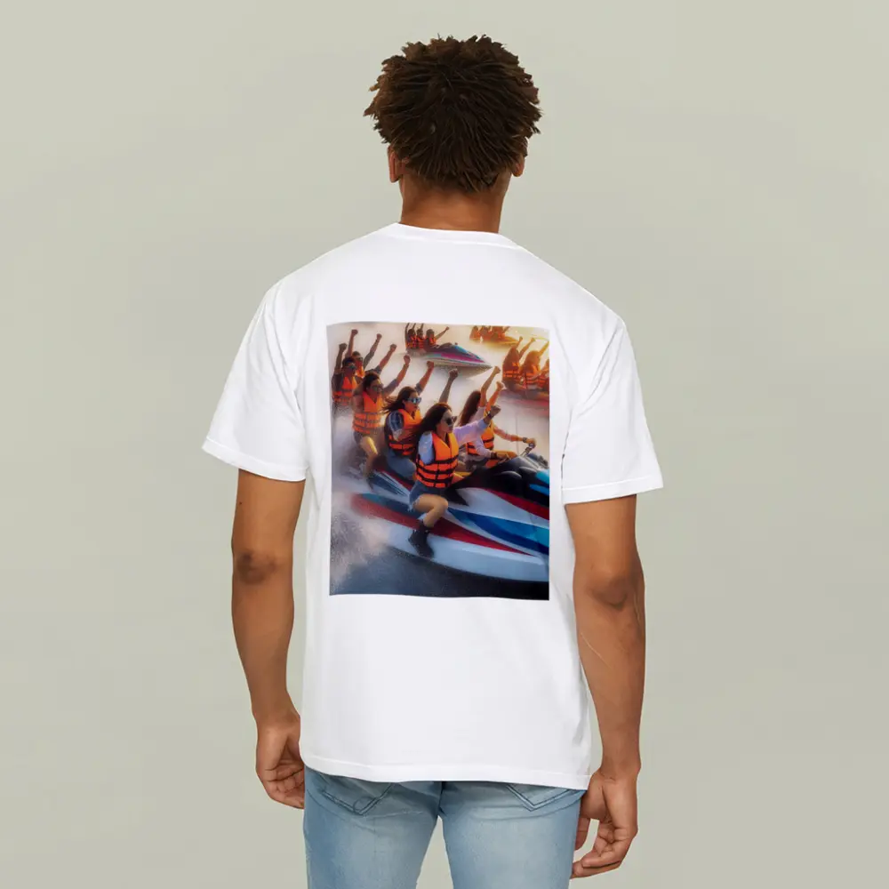 Women Riding Jet Skis Ocean Sunset Scene – T-Shirts