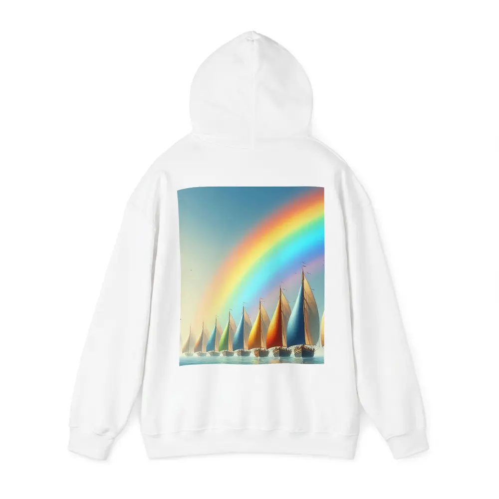 Colorful Sailboats Racing Under Rainbow Sky – Hoodies