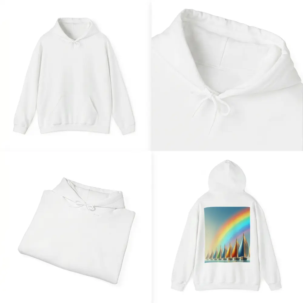 Colorful Sailboats Racing Under Rainbow Sky – Hoodies
