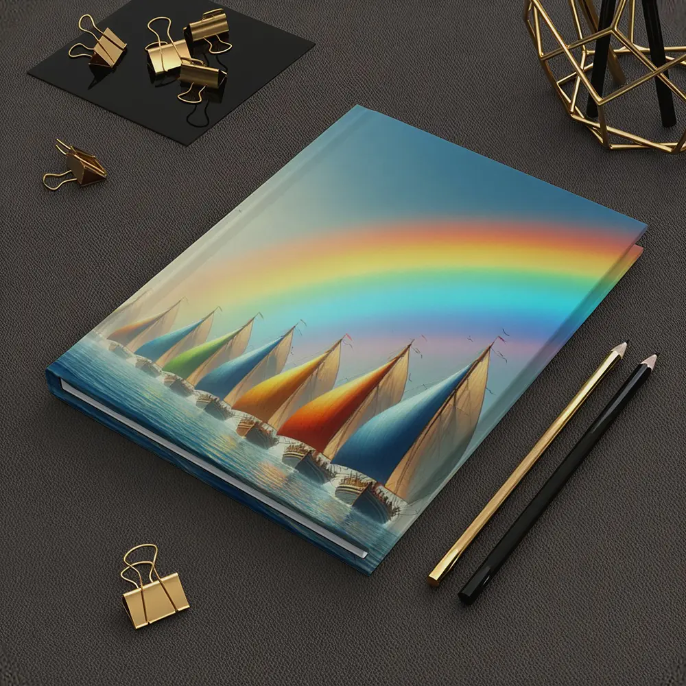 Colorful Sailboats Racing Under Rainbow Sky – Notebooks