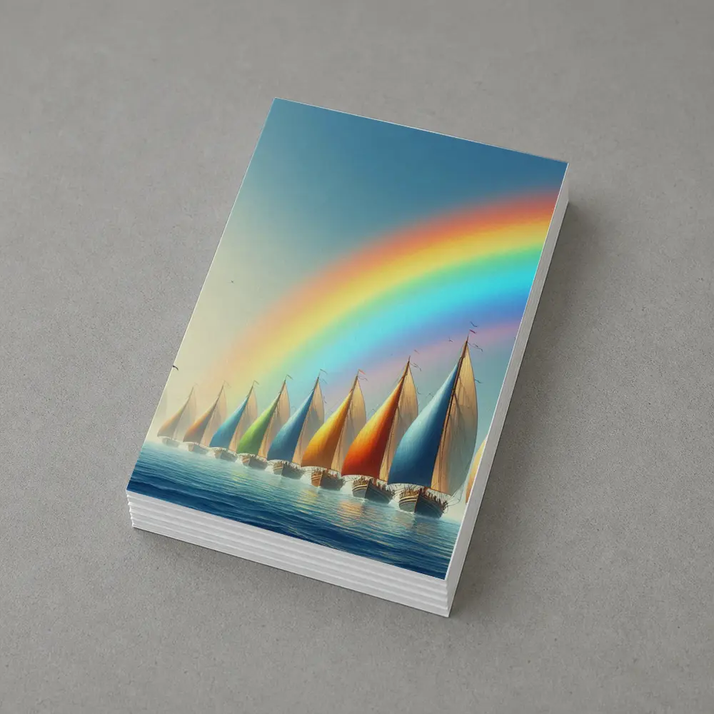 Colorful Sailboats Racing Under Rainbow Sky – Postcards