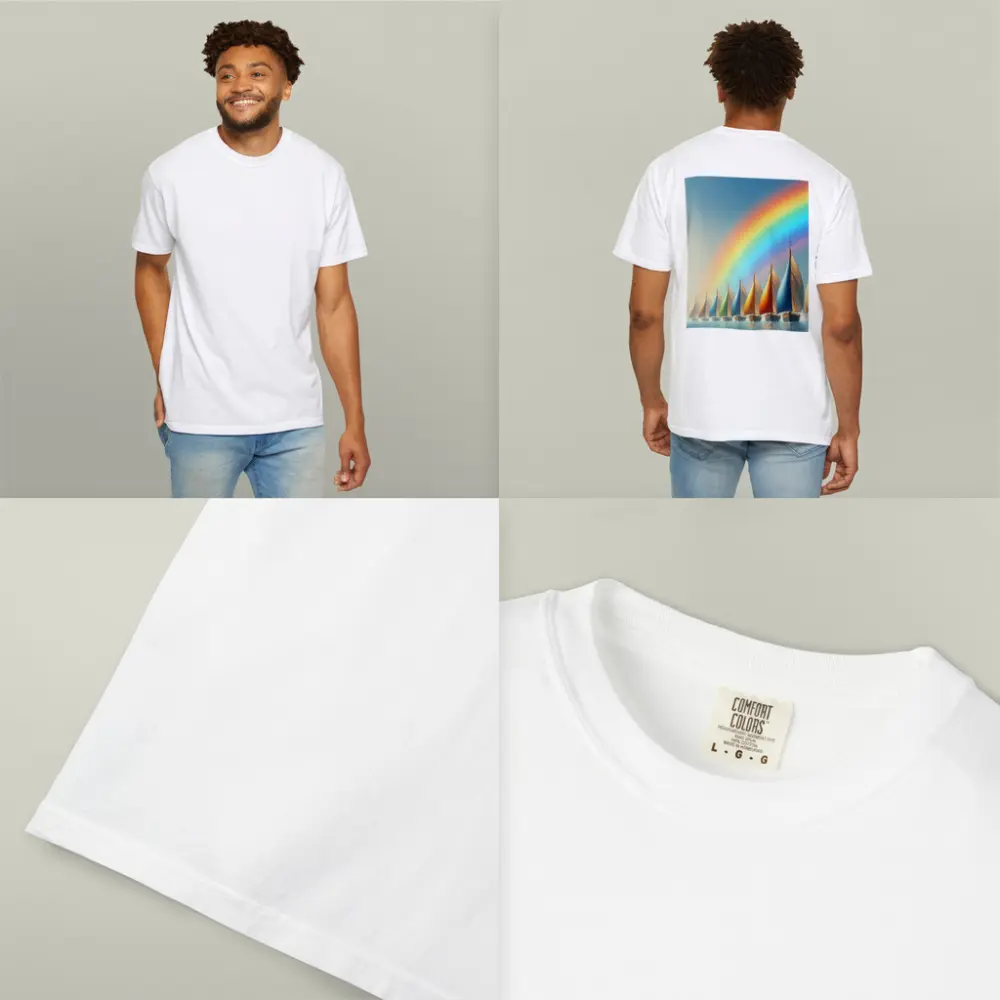 Colorful Sailboats Racing Under Rainbow Sky – T-Shirts