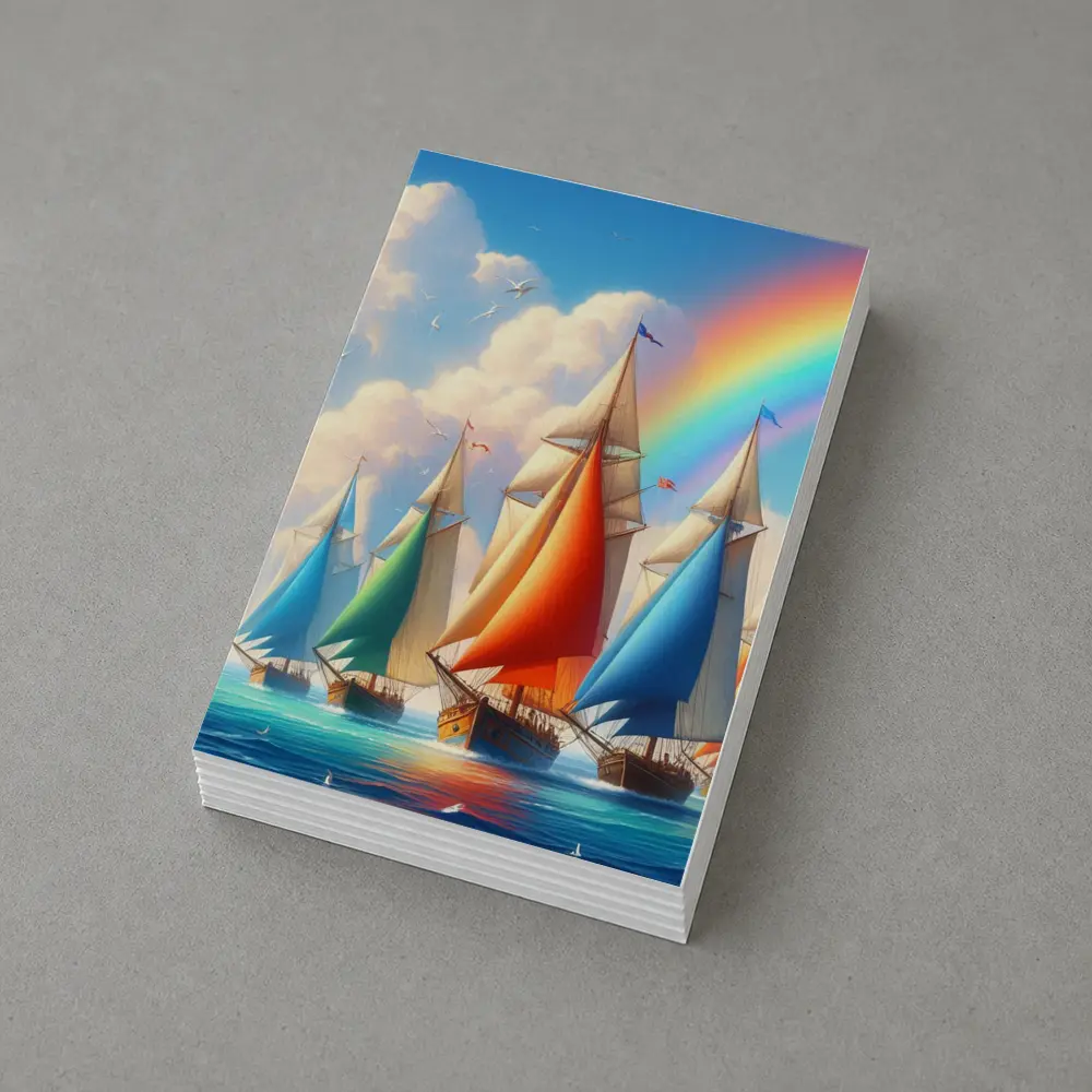 Sailing Ships Rainbow Sky Ocean Art – Postcards