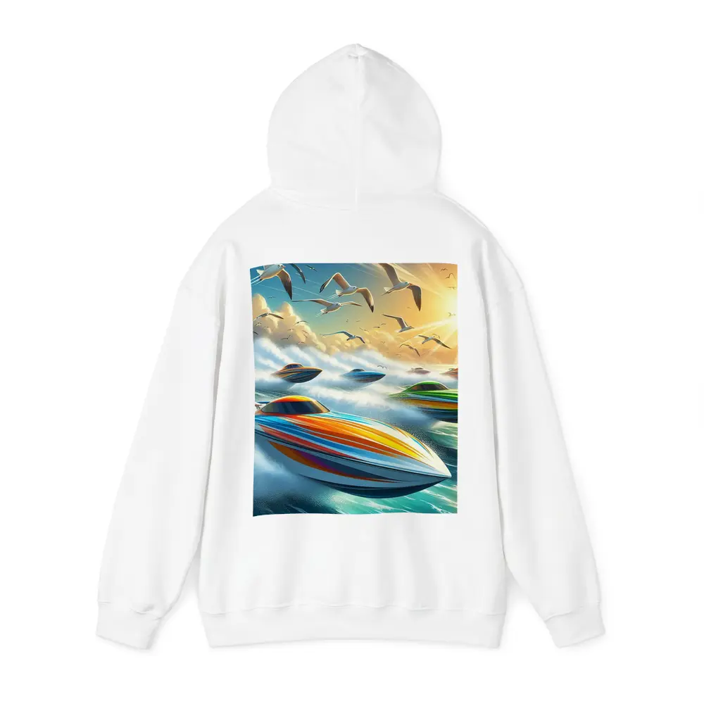 Colorful Speed Boats Racing Ocean Waves – Hoodies