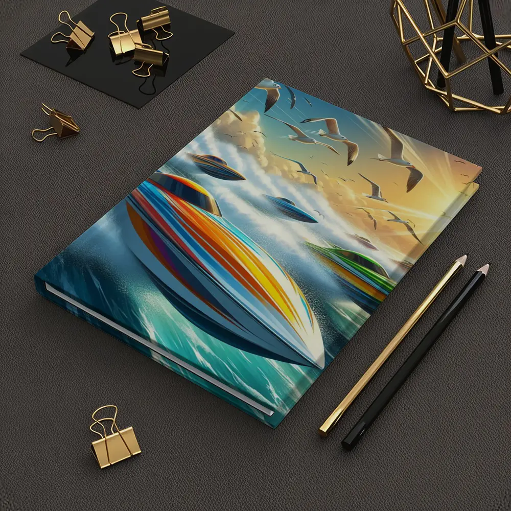 Colorful Speed Boats Racing Ocean Waves – Notebooks