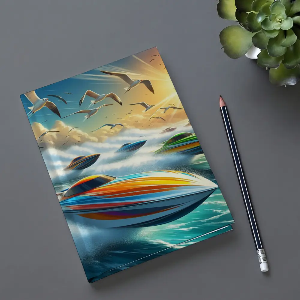 Colorful Speed Boats Racing Ocean Waves – Notebooks
