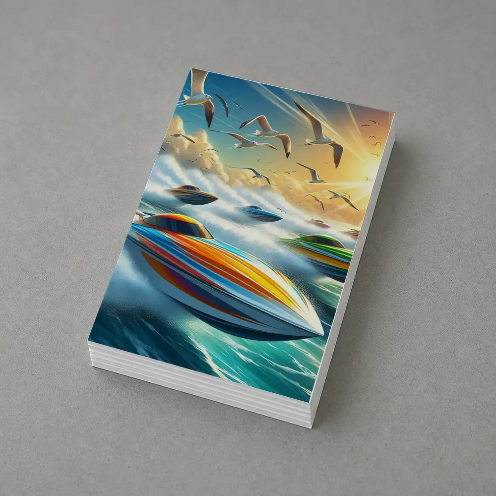 Colorful Speed Boats Racing Ocean Waves – Postcards