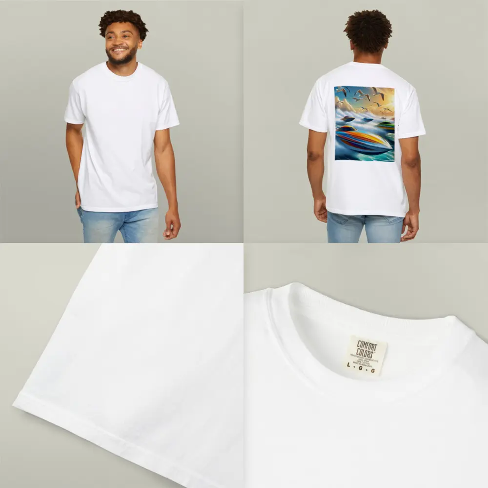 Colorful Speed Boats Racing Ocean Waves – T-Shirts