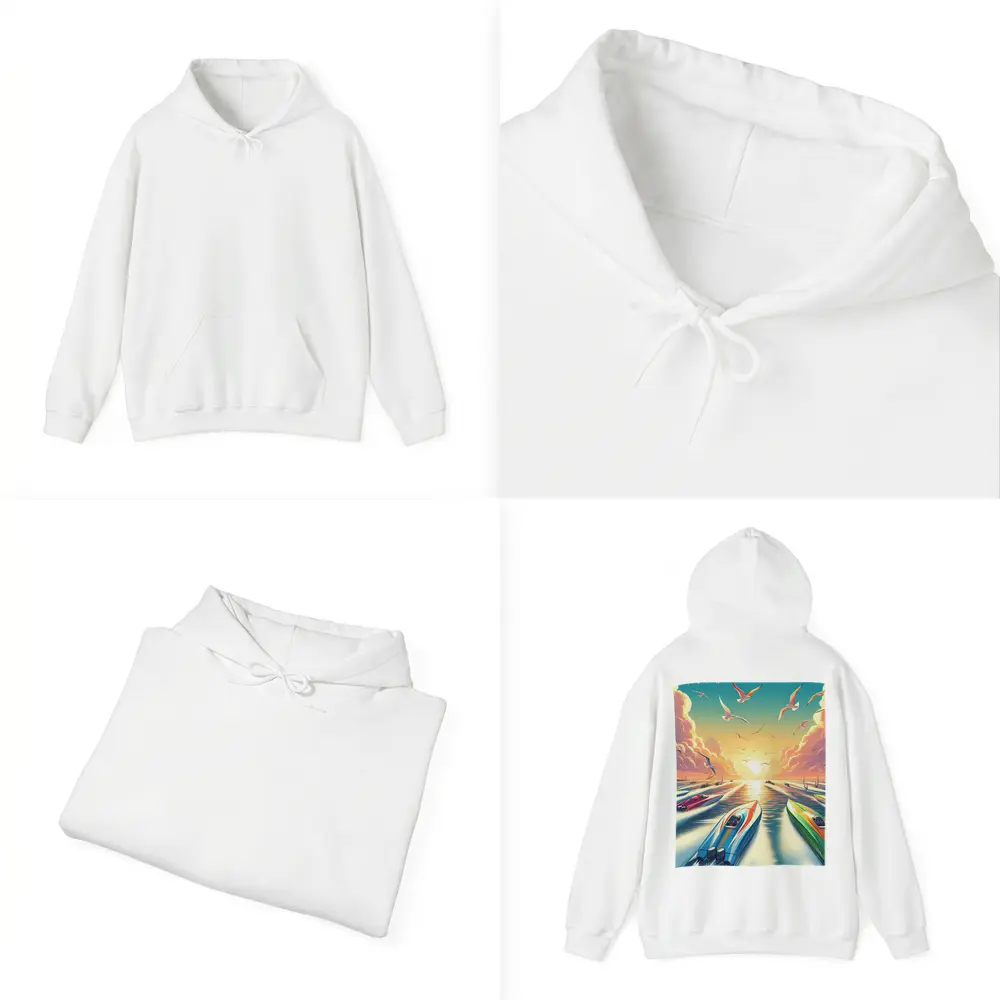 Speed Boats Racing Sunset Ocean Seagulls – Hoodies