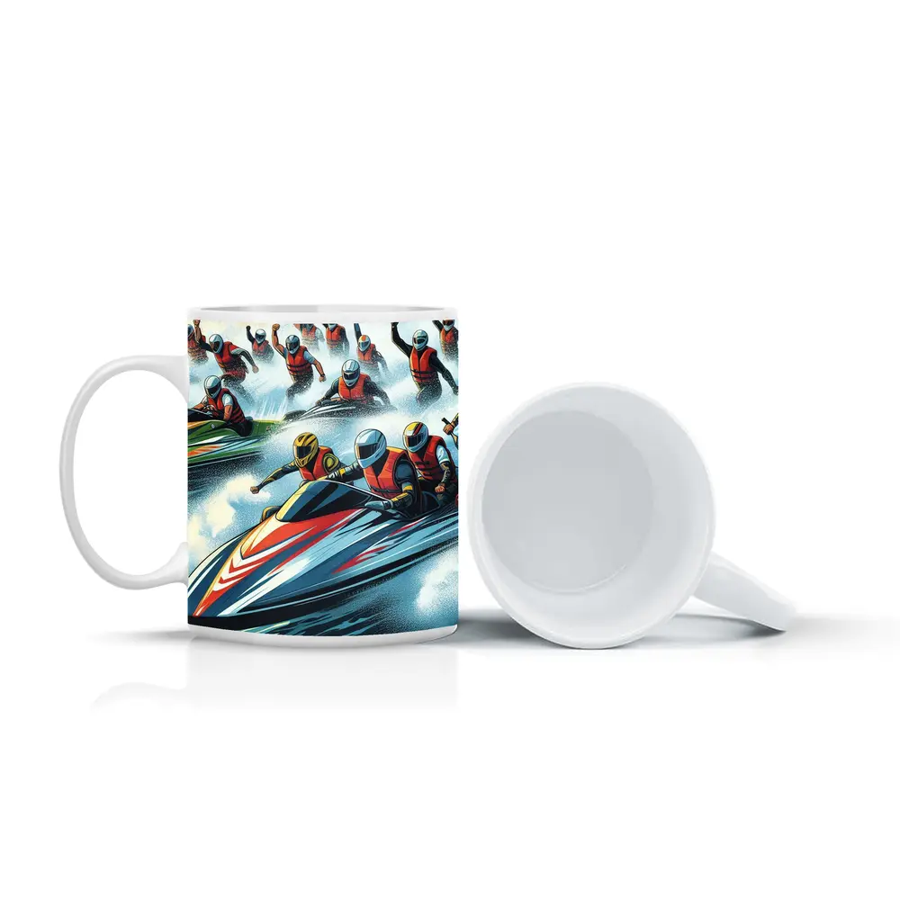 Jet Ski Racing Action Crowd Cheering Art – Mugs
