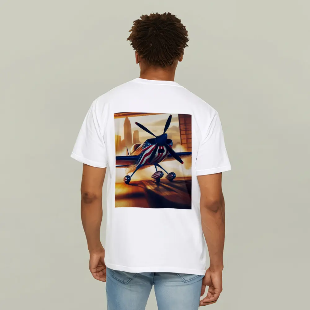 American Flag Propeller Plane Hangar City – T-Shirts
