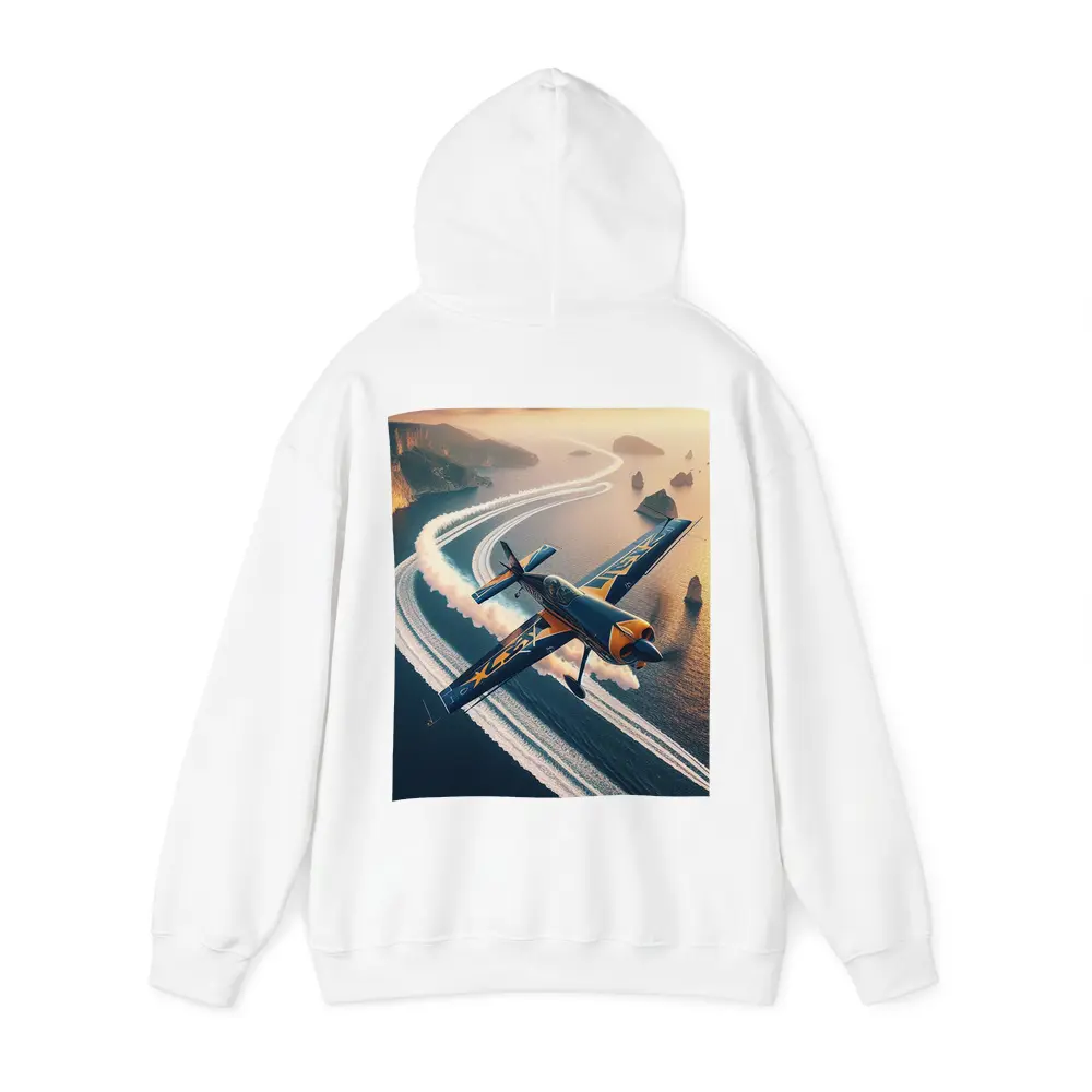 Aerobatic Plane Smoke Trail Coastal Sunset – Hoodies