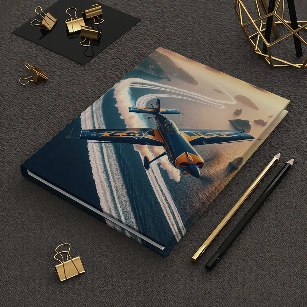 Aerobatic Plane Smoke Trail Coastal Sunset – Notebooks