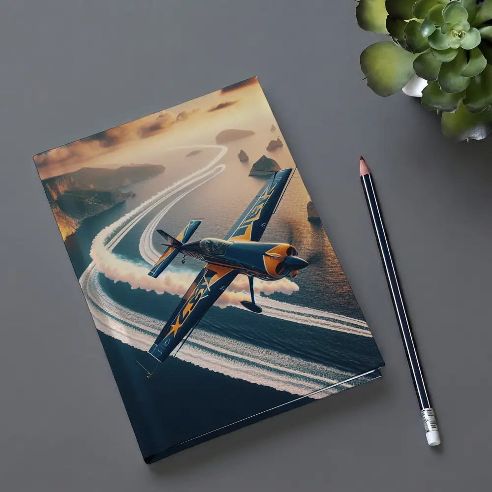 Aerobatic Plane Smoke Trail Coastal Sunset – Notebooks
