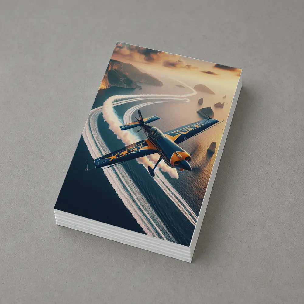 Aerobatic Plane Smoke Trail Coastal Sunset – Postcards