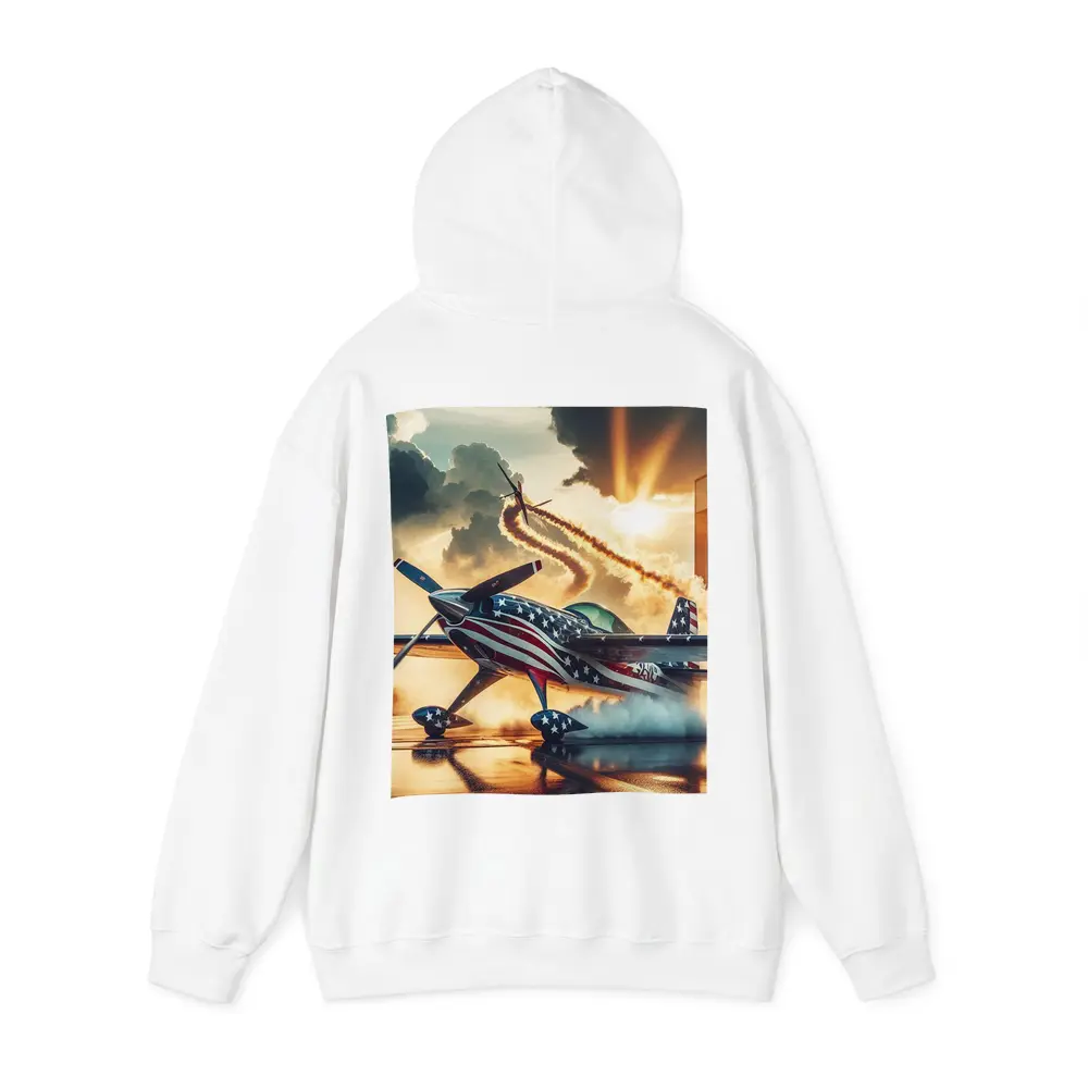 American Flag Stunt Plane Dramatic Sunset Sky – Hoodies